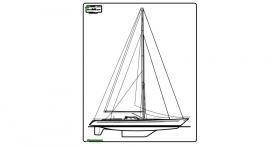 This drawing shows the overall design concept for Whirlwind X11 including the use of her Scheel keel, the first of this type to be used on the Ron Holland design. After extensive sailing trials, it was decided to modify the keel to improve the overall sailing ballast by adding winglets to the aft-end. 
